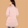 Rhinestone Padded Button Winter Casual Women Coat - Image 2