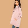 Rhinestone Padded Button Winter Casual Women Coat - Image 4