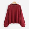 Pearl Beading Lantern Women Acrylic Sweater - Image 4