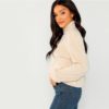 Elegant High Neck Faux Fur Belted Solid Pullover Sweatshirt - Image 2