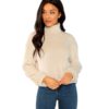 Elegant High Neck Faux Fur Belted Solid Pullover Sweatshirt - Image 6