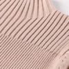 Apricot Sweater Dress Long Sleeve Knee Length High Collar Cable Knit Dress For Women - Image 7