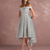 Asymmetrical Cocktail Dress Off The Shoulder Sleeveless A Line Party Dress - Image 4