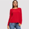 Asymmetrical Hem Pullover Sweatshirt Autumn Office Lady Women Sweatshirt - Image 2