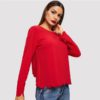 Asymmetrical Hem Pullover Sweatshirt Autumn Office Lady Women Sweatshirt - Image 4