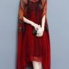 Batwing Sleeve Printed Irregular Hem Dress