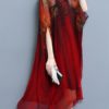 Batwing Sleeve Printed Irregular Hem Dress - Image 2