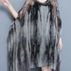 Batwing Sleeve Printed Irregular Hem Dress - Image 5