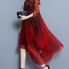 Batwing Sleeve Printed Irregular Hem Dress - Image 7