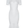 Club Dress Bateau Neck Short Sleeve Lace Semi Sheer Ruffles Mermaid Women's Bodycon Dresses - Image 5