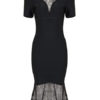 Club Dress Bateau Neck Short Sleeve Lace Semi Sheer Ruffles Mermaid Women's Bodycon Dresses