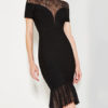 Club Dress Bateau Neck Short Sleeve Lace Semi Sheer Ruffles Mermaid Women's Bodycon Dresses - Image 2