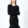 Black Knit Dress Lace Ruffle Long Sleeve Women Spring Dress - Image 3
