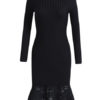 Black Knit Dress Lace Ruffle Long Sleeve Women Spring Dress - Image 7