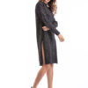 Black Knit Dress Round Neck Long Sleeve Split Women's Casual Dresses - Image 4