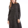 Black Knit Dress Round Neck Long Sleeve Split Women's Casual Dresses - Image 6