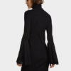 Black Knitted Dress Bell Long Sleeves High Neck Women Dress - Image 4