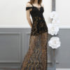 Black Party Dress Sequins Tulle Straps Semi Sheer Sexy Evening Dress - Image 2
