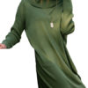 Black Sweater Dress High Collar Long Sleeve Knit Mini Dress - Image 3
