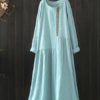 Casual Women Cotton Loose Round Dress - Image 2