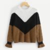 Colorblock Chevron Jumper 2018 Autumn Winter Long Sleeve Round Neck Casual Jumper
