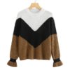 Colorblock Chevron Jumper 2018 Autumn Winter Long Sleeve Round Neck Casual Jumper - Image 5