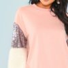 Contrast Faux Fur Sleeve Colorblock Sweatshirt 2018 Autumn Women Sweatshirts - Image 4