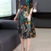 Elegant Flower Printed Silk Dress