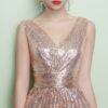 Mermaid V Neck Sleeveless Ruched Waist Evening Dress With Train - Image 4
