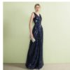 Mermaid V Neck Sleeveless Ruched Waist Evening Dress With Train - Image 8