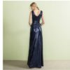 Mermaid V Neck Sleeveless Ruched Waist Evening Dress With Train - Image 7