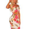 Floral Bodycon Dress Sexy Party Dress Sleeveless Cut Out Midi Dress