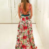 Floral Party Dress Maxi Formal Dress Backless Sleeveless Illusion Neckline Women Long Dress - Image 2
