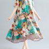 Floral Print Kortarmad Klanning - Image 2