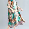 Floral Print Kortarmad Klanning - Image 3