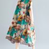Floral Print Kortarmad Klanning - Image 5