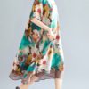 Floral Print Kortarmad Klanning - Image 6