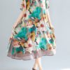 Floral Print Kortarmad Klanning - Image 7
