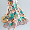 Floral Print Kortarmad Klanning - Image 9