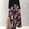 Floral Printed Patchwork Long Sleeve Maxi Dress