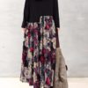 Floral Printed Patchwork Long Sleeve Maxi Dress - Image 2