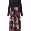 Floral Printed Patchwork Long Sleeve Maxi Dress - Image 5