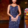 Glitter Bodycon Dress Sleeveless Sequins Shaping Sexy Party Dress