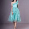 Green Tulle One Shoulder Short Homecoming Dress - Image 2