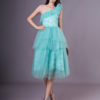 Green Tulle One Shoulder Short Homecoming Dress - Image 3
