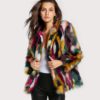 Multicolor Long Sleeve Collarless Casual Winter Fur Coats - Image 3