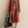 High Collar Long Sleeve Print Dress - Image 2