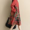 High Collar Long Sleeve Print Dress - Image 3