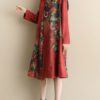 High Collar Long Sleeve Print Dress - Image 4