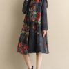 High Collar Long Sleeve Print Dress - Image 7